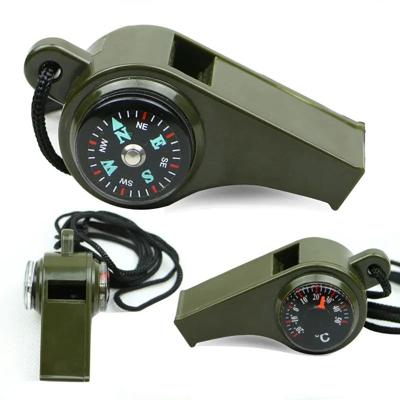 Multifunction Survival Whistle Compass Thermometer  150dB Loud Referee Whistle For Emergency Hiking 2