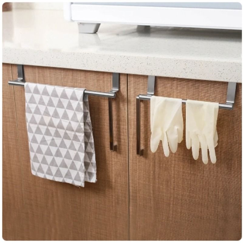 Stainless Steel Over Door Towel Rack SpaceSaving Hanging Towel Bar for Bathroom  Kitchen