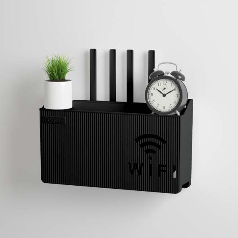 Router Storage Rack TV SetTop Box Organizer with Cable Management Compact Shelf for Living Room