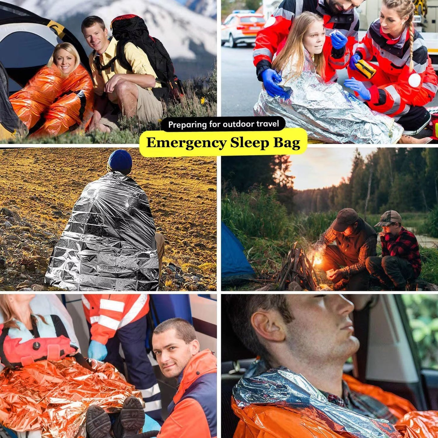 Portable Waterproof Emergency Survival Sleeping Bag Thermal Mylar Blanket For Outdoor EDC Camping G