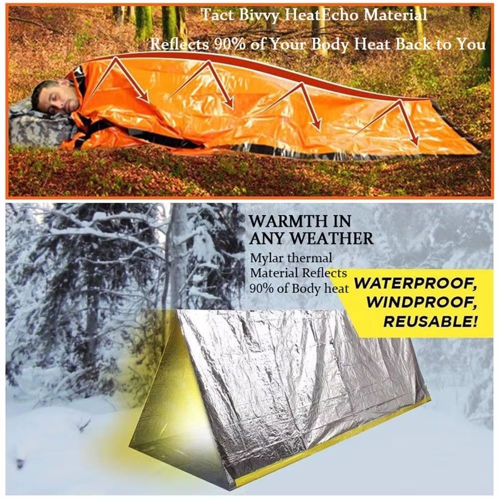 Portable Waterproof Emergency Survival Sleeping Bag Thermal Mylar Blanket For Outdoor EDC Camping G