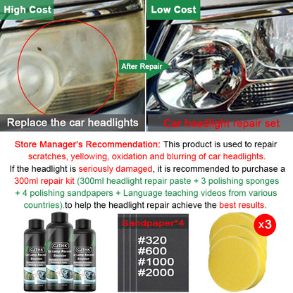 Headlight Polishing Kit Car Headlight Scratch Remover  Cleaning Paste for Clear Lens Repair