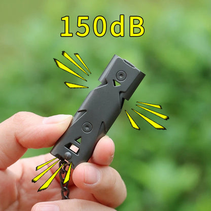 Steel Metal Survival Whistle Loud Double Tube Emergency Whistle for Outdoor Travel  Rescue