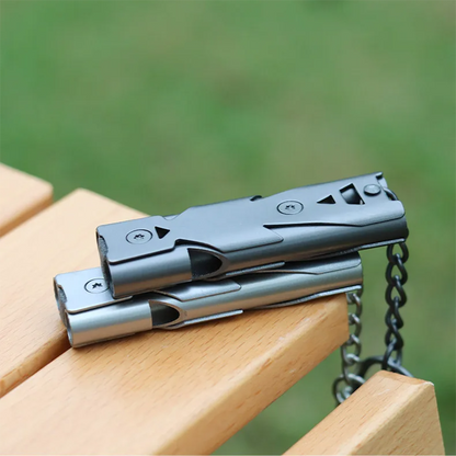 Steel Metal Survival Whistle Loud Double Tube Emergency Whistle for Outdoor Travel  Rescue