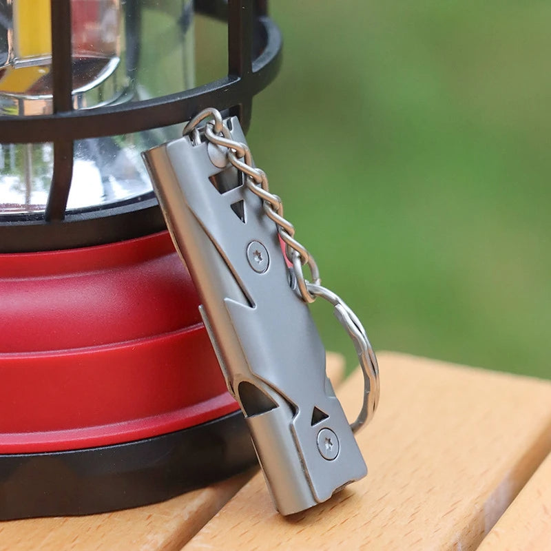 Steel Metal Survival Whistle, Loud Double Tube Emergency Whistle for Outdoor, Travel & Rescue
