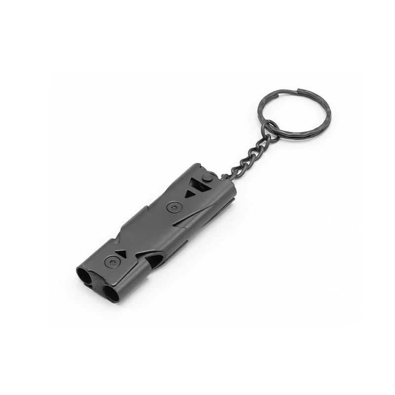 Steel Metal Survival Whistle Loud Double Tube Emergency Whistle for Outdoor Travel  Rescue