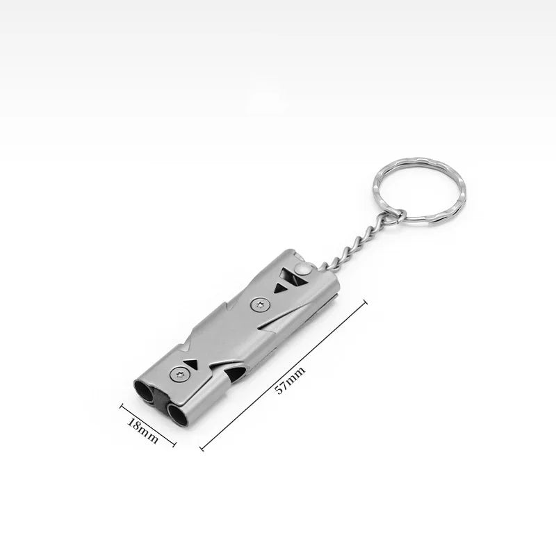 Steel Metal Survival Whistle Loud Double Tube Emergency Whistle for Outdoor Travel  Rescue