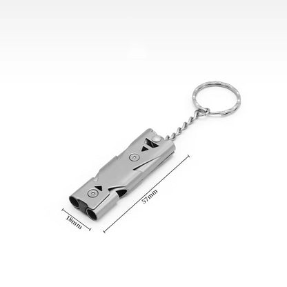 Steel Metal Survival Whistle Loud Double Tube Emergency Whistle for Outdoor Travel  Rescue