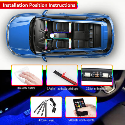 USBPowered Car Ambient Foot Light Wireless Auto RGB LED Interior Lighting with Music Sync