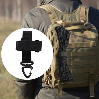 Multi-Purpose Nylon Gloves Holder with Magic Sticker & Carabiner, Outdoor Tactical Clip for Camping, Hiking