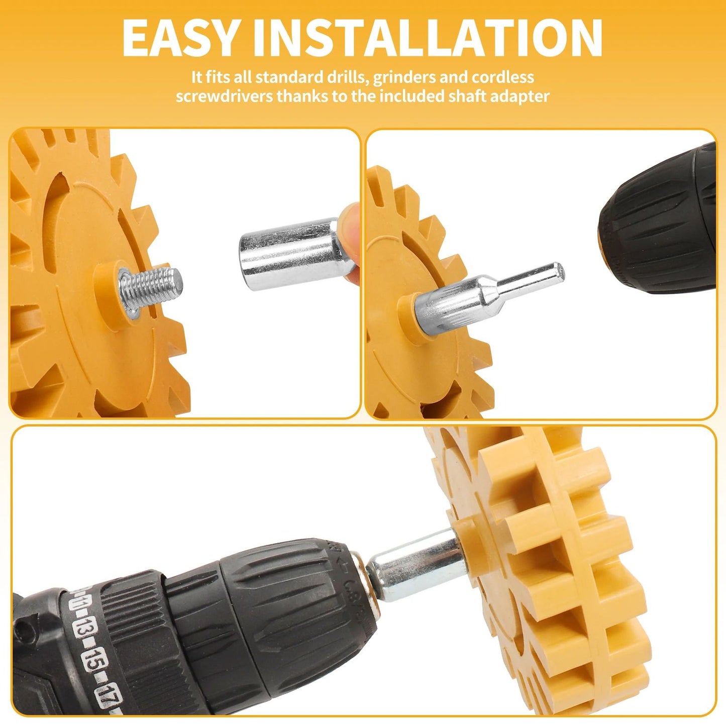 Power Drill Adapter Eraser Wheel Vinyl Adhesive  Paint Remover Tool For Cars 3