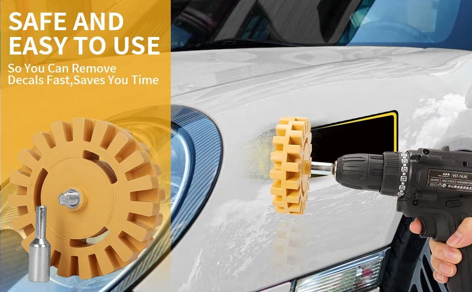 Power Drill Adapter Eraser Wheel Vinyl Adhesive  Paint Remover Tool For Cars 4