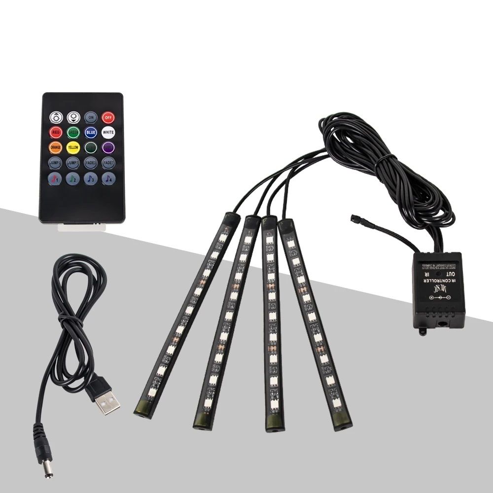 USBPowered Car Ambient Foot Light Wireless Auto RGB LED Interior Lighting with Music Sync