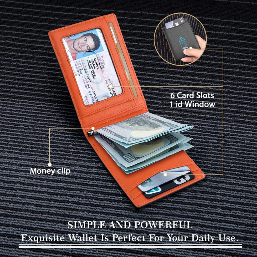 Slim Smart Wallet For Men RFID Blocking Bifold Leather Wallet With Card Holder  Money Clip 2