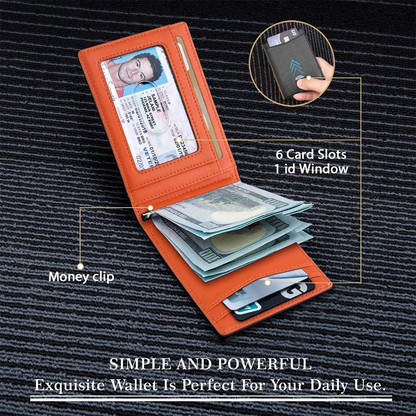 Slim Smart Wallet For Men RFID Blocking Bifold Leather Wallet With Card Holder  Money Clip 2