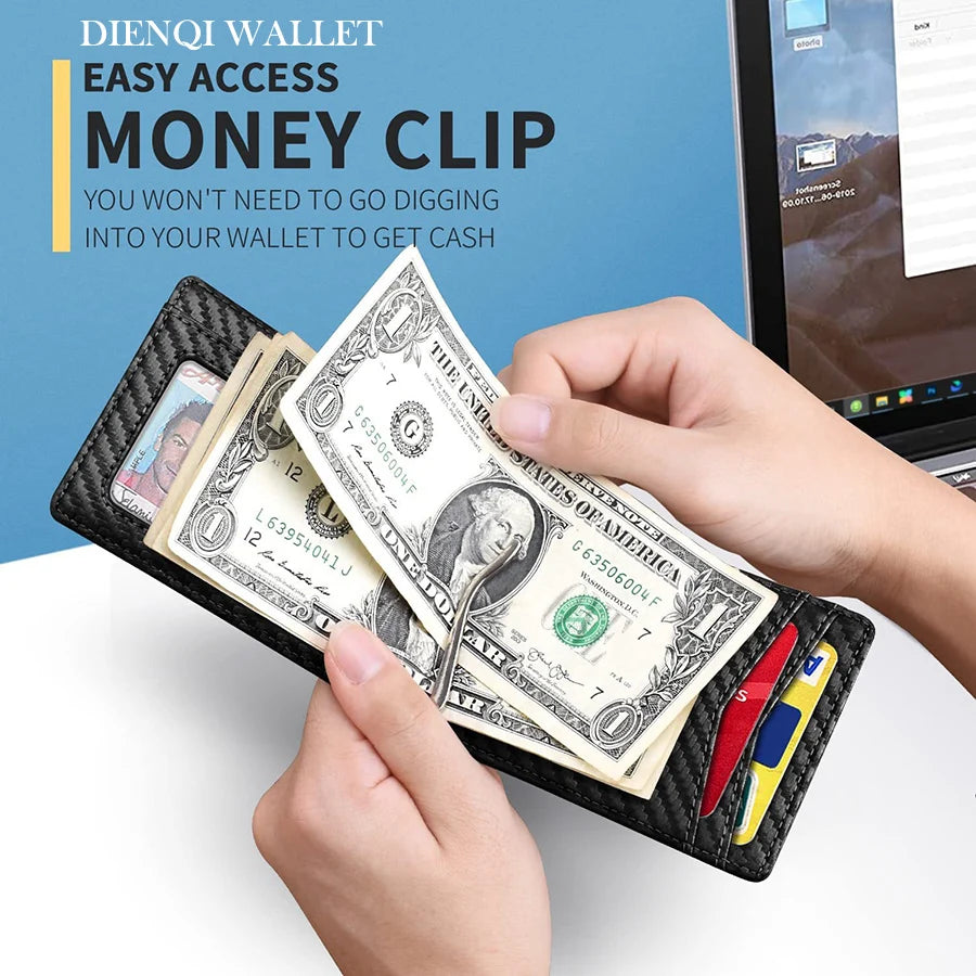 Slim Smart Wallet For Men RFID Blocking Bifold Leather Wallet With Card Holder  Money Clip 5