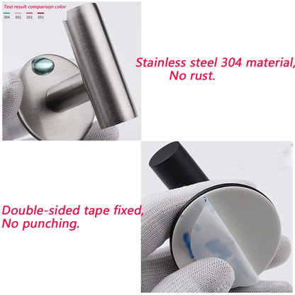 Stainless Steel Wall Hook Adhesive Robe Hooks For Towel Coat  Key Bathroom  Kitchen Storage Accesso 2