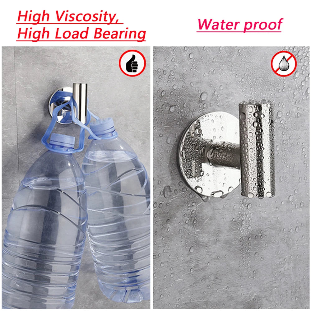 Stainless Steel Wall Hook Adhesive Robe Hooks For Towel Coat  Key Bathroom  Kitchen Storage Accesso 3
