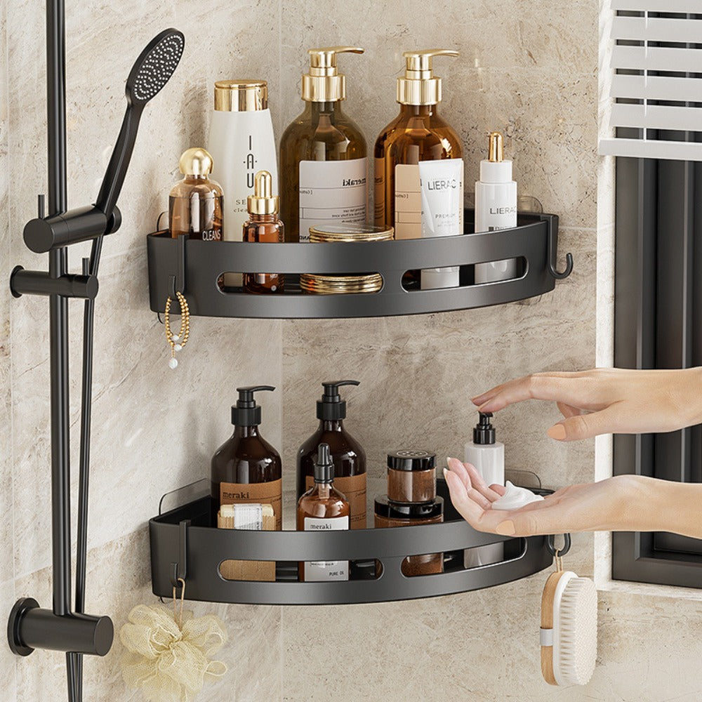 No Punching Required Bathroom Shampoo Holder Shower Caddy  Storage Shelf for Towels  Toiletries