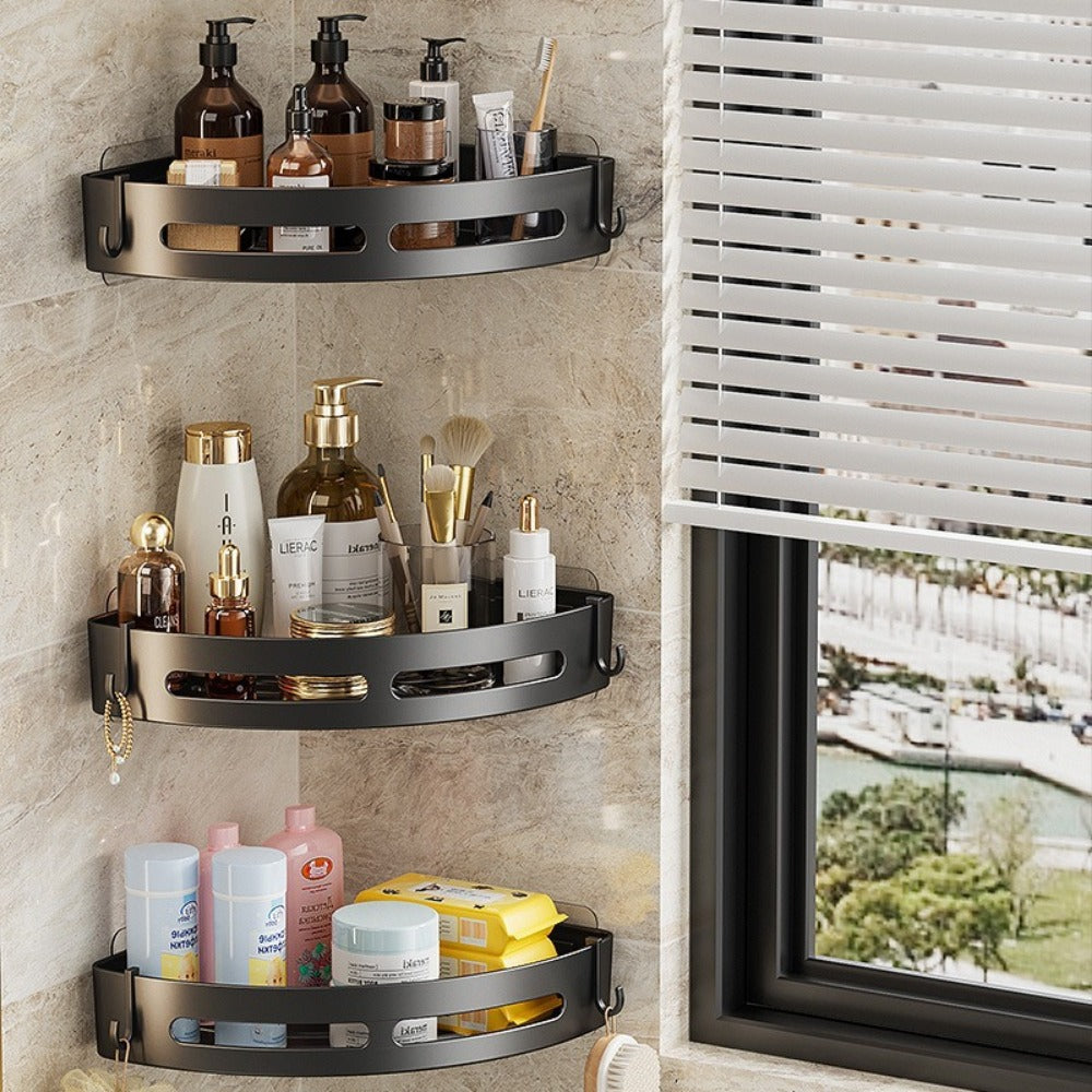 No Punching Required Bathroom Shampoo Holder Shower Caddy  Storage Shelf for Towels  Toiletries