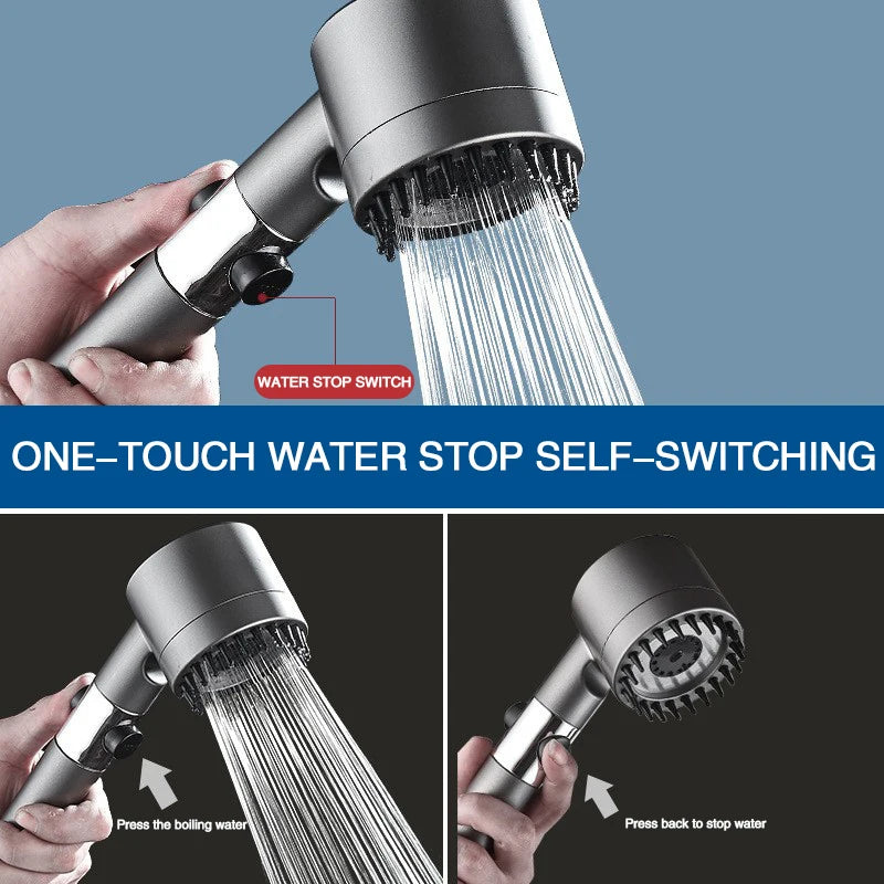High Pressurized Filter Shower Head 3 Mode Adjustable Spray with Massage Brush  Rain Faucet