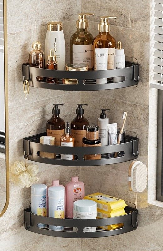 No Punching Required Bathroom Shampoo Holder Shower Caddy  Storage Shelf for Towels  Toiletries