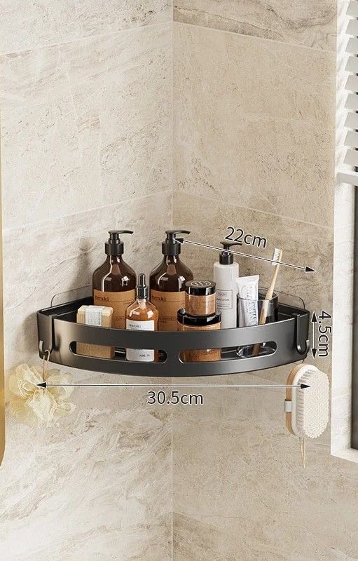 No Punching Required Bathroom Shampoo Holder Shower Caddy  Storage Shelf for Towels  Toiletries