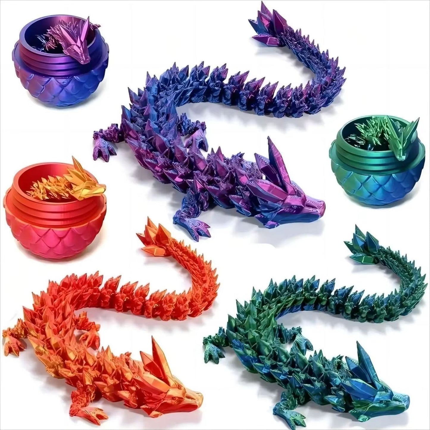 3D Printed Dragon Egg Full Articulated Dragon Model Movable Rotatable Desktop Ornament  Kid Toy 15