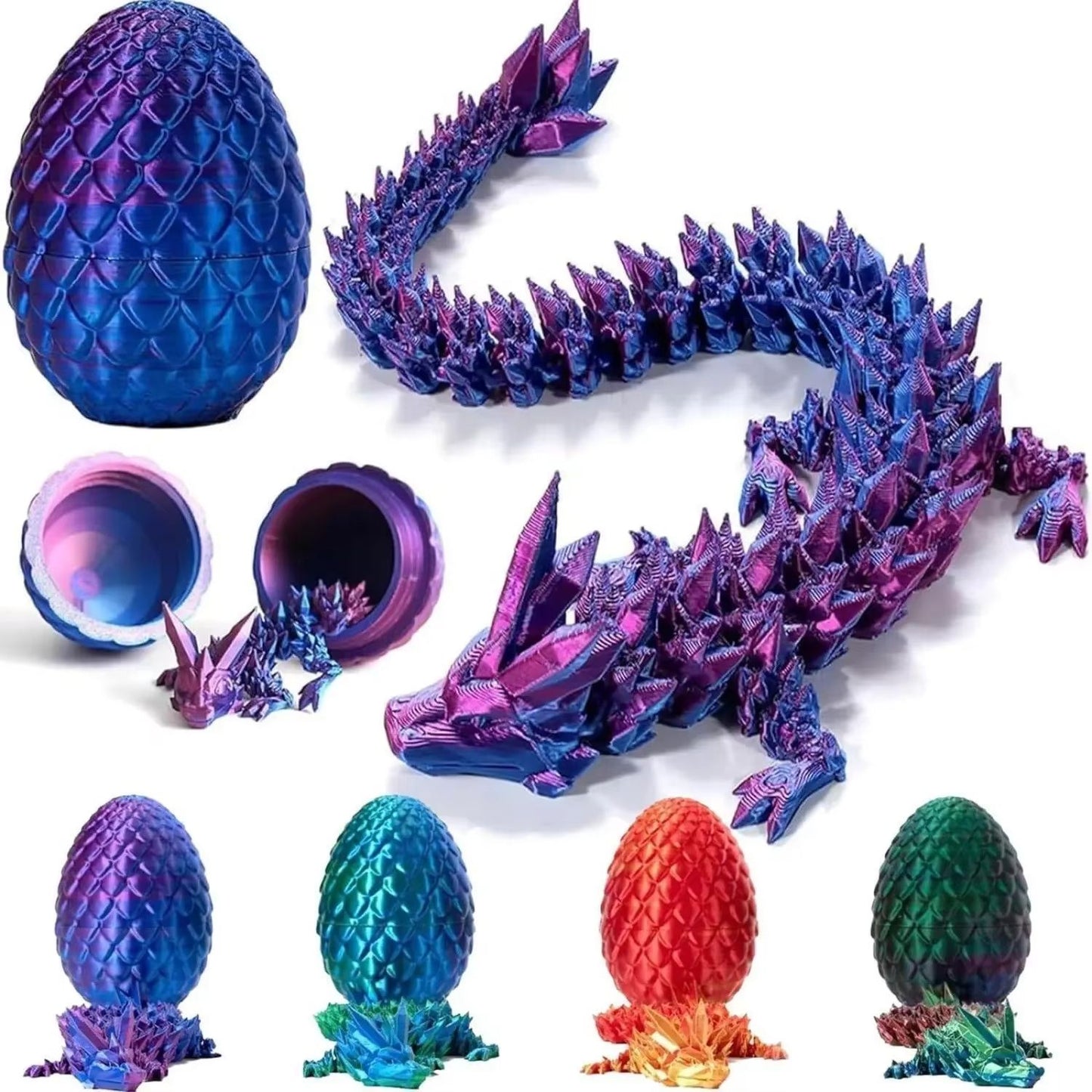 3D Printed Dragon Egg Full Articulated Dragon Model Movable Rotatable Desktop Ornament  Kid Toy 16