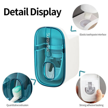Smart Toothpaste Dispenser Wall Mount Hands Free Automatic Squeezer  Toothbrush Holder For Organize 4