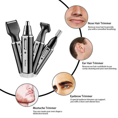 4 in 1 Beard Trimmer for Men Rechargeable Nose & Ear Hair Trimmer with Precision Grooming Kit
