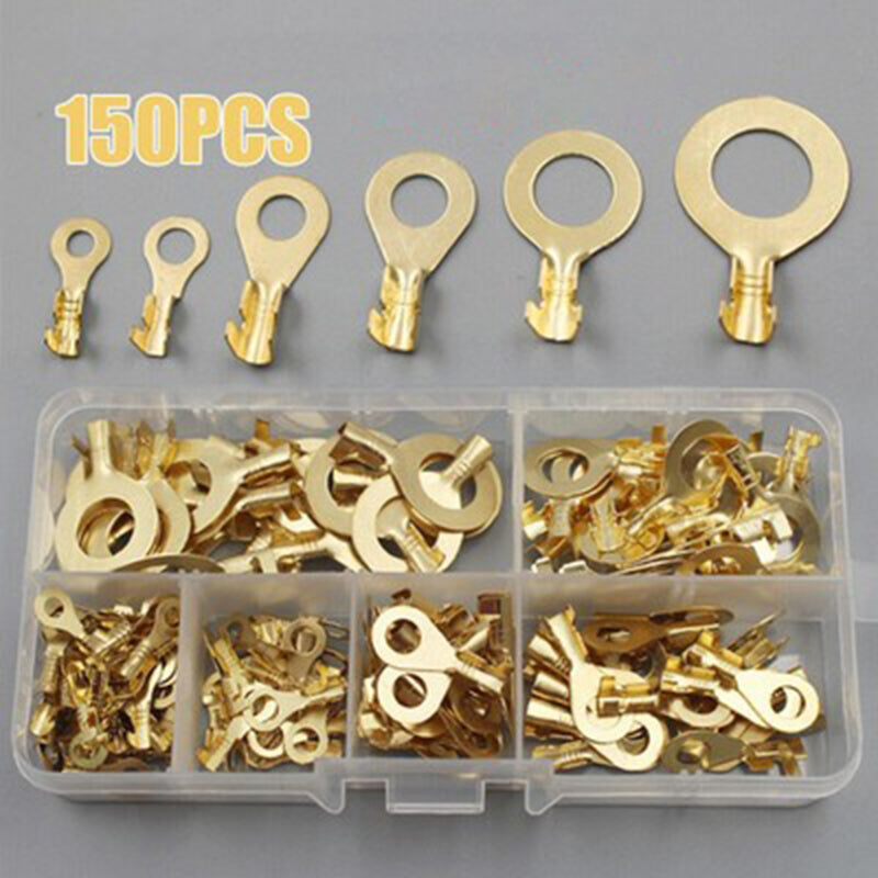 Round Terminal Block Set, Premium Copper Plated O Type Lugs for Secure Electrical Connections