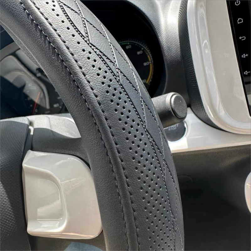 Perforated Napa Leather Steering Wheel Cover Anti Slip Car Decor Upgrade For Enhanced Grip  Comfort 5