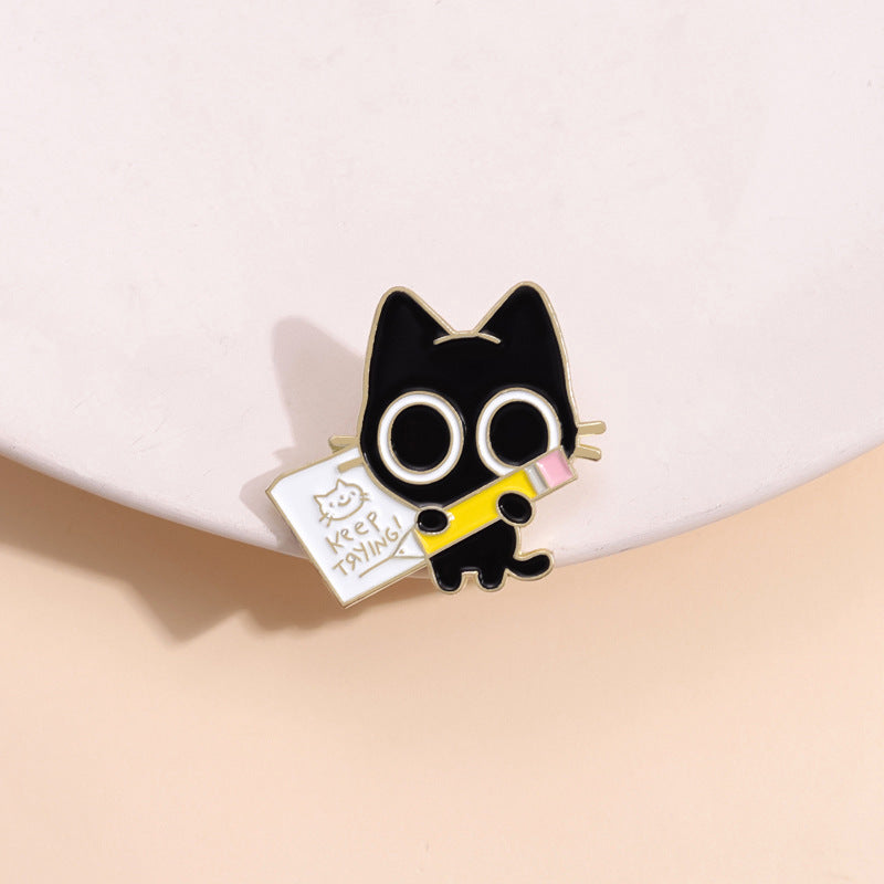 Cute Tiny Black Cat Enamel Pin Cartoon Animal Brooch for Jewelry Jackets  Gift Giving