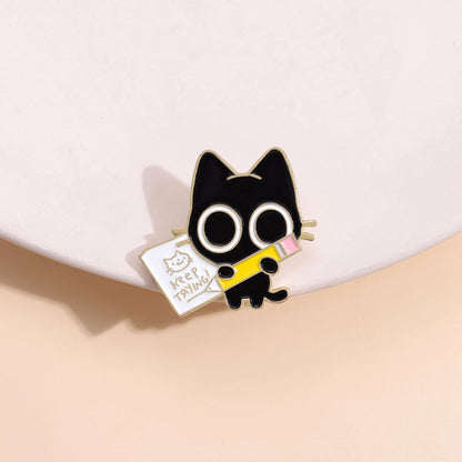 Cute Tiny Black Cat Enamel Pin Cartoon Animal Brooch for Jewelry Jackets  Gift Giving