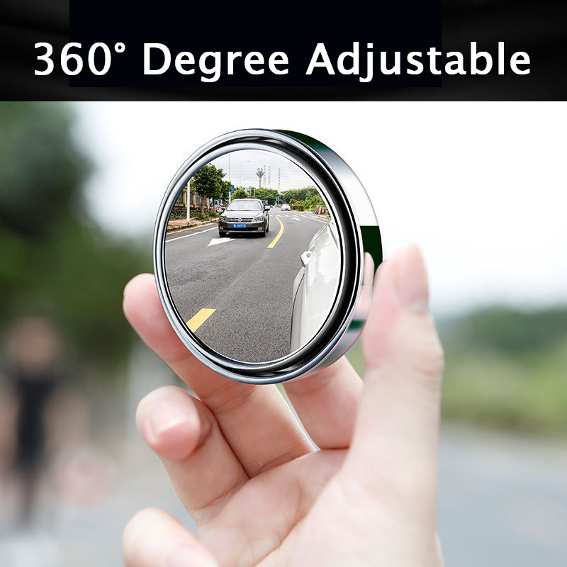Car Blind Spot Mirror 360 Adjustable Convex Auxiliary Rearview Mirror with Wide Angle Frame for Ea