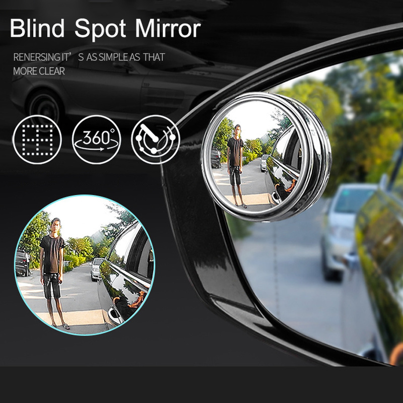 Car Blind Spot Mirror 360 Adjustable Convex Auxiliary Rearview Mirror with Wide Angle Frame for Ea