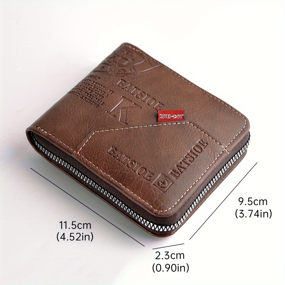 Slim Wallet for Men Stylish PU Wax Oil Skin Card Holder with Zipper