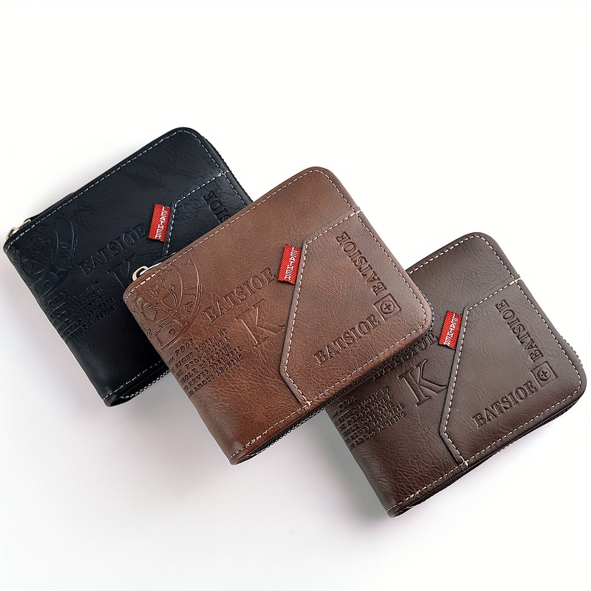 Slim Wallet for Men Stylish PU Wax Oil Skin Card Holder with Zipper