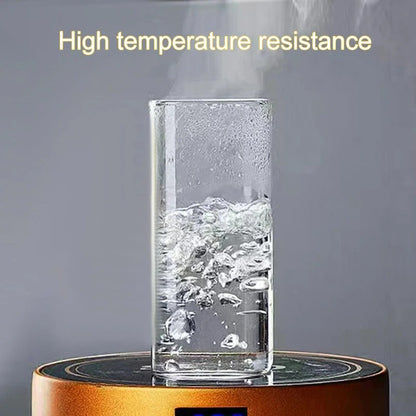 Square HeatResistant Coffee Glass Cup with Lid  Straw Transparent Milk Tea Juice Cups for Home B