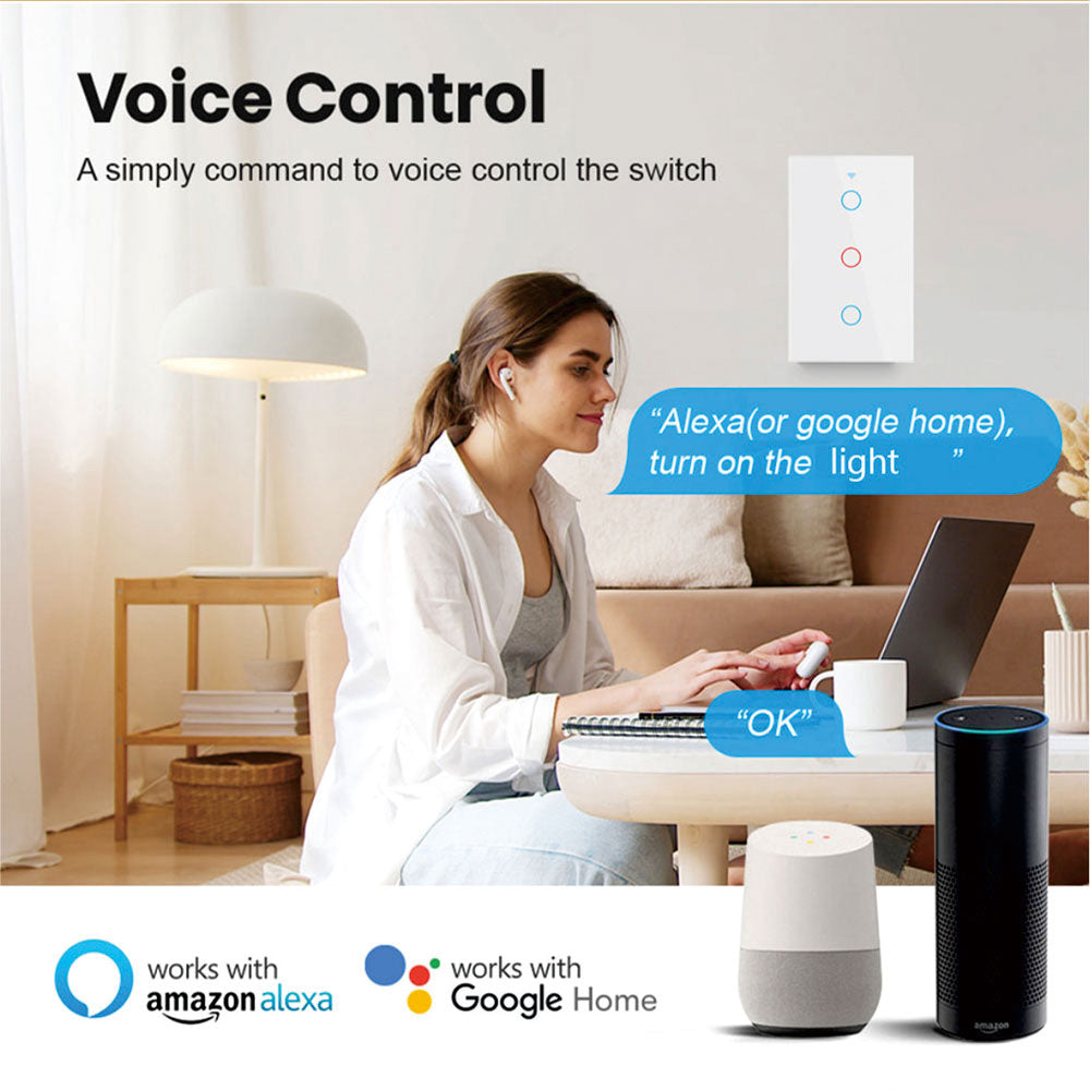 Smart Wall Switch WiFi Enabled No Neutral Wire Required RF433 Touch Sensor Voice Control Via Alexa  2