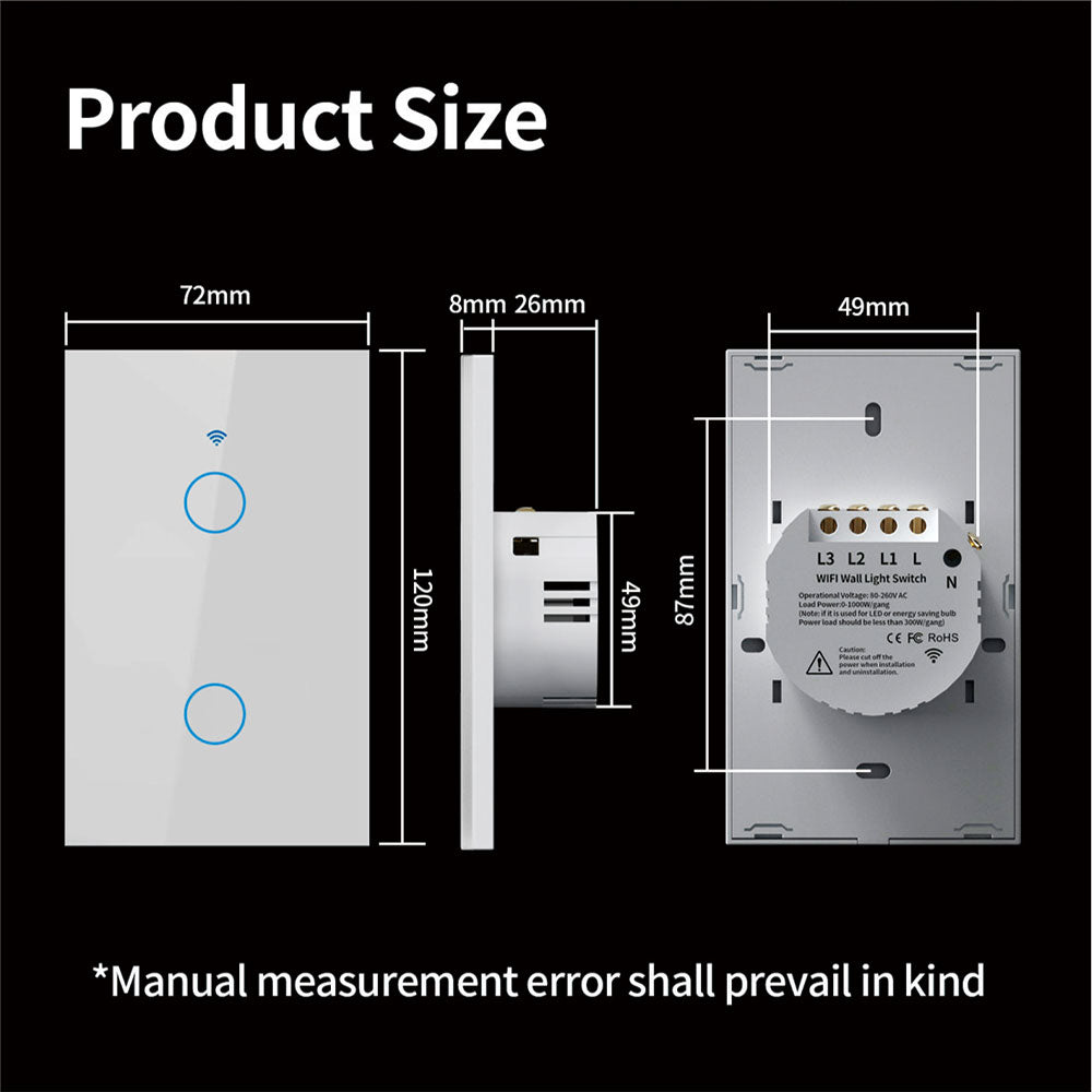 Smart Wall Switch WiFi Enabled No Neutral Wire Required RF433 Touch Sensor Voice Control Via Alexa  4