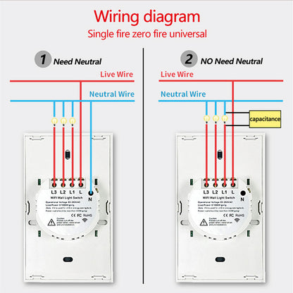 Smart Wall Switch WiFi Enabled No Neutral Wire Required RF433 Touch Sensor Voice Control Via Alexa  5
