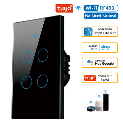 Smart Wall Switch WiFi Enabled No Neutral Wire Required RF433 Touch Sensor Voice Control Via Alexa  7