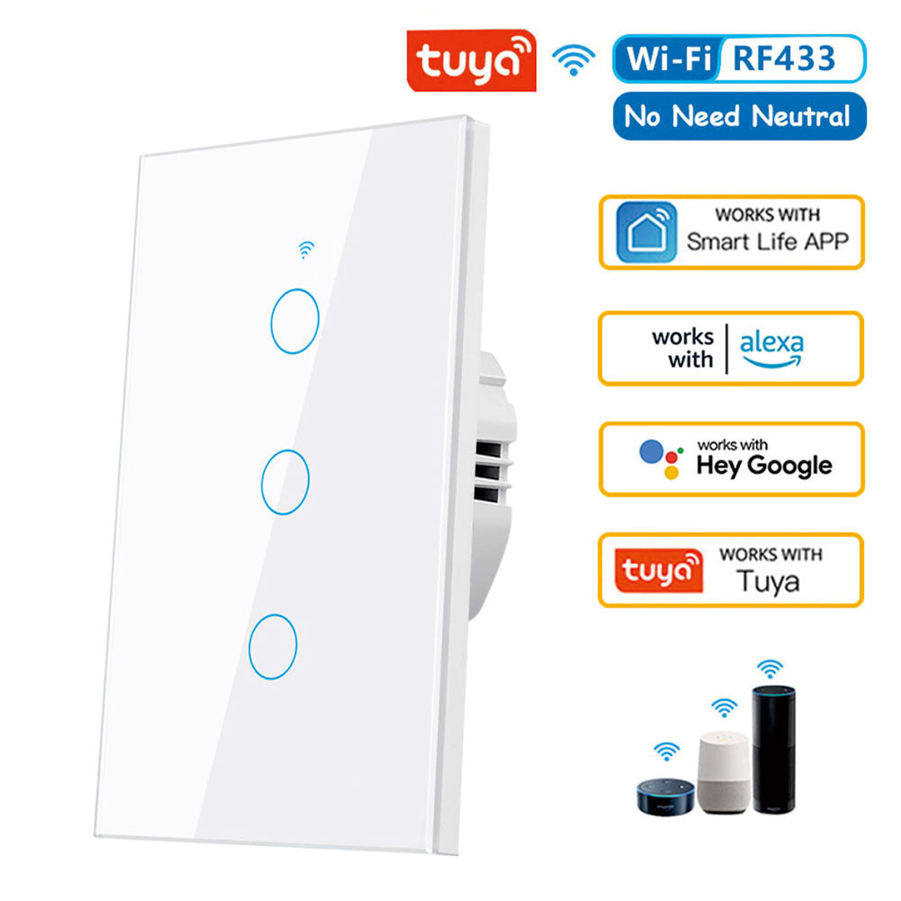 Smart Wall Switch WiFi Enabled No Neutral Wire Required RF433 Touch Sensor Voice Control Via Alexa  10