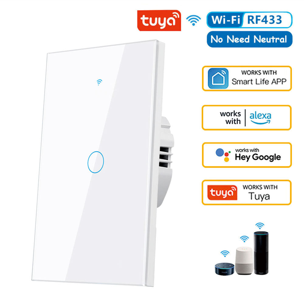 Smart Wall Switch WiFi Enabled No Neutral Wire Required RF433 Touch Sensor Voice Control Via Alexa  12