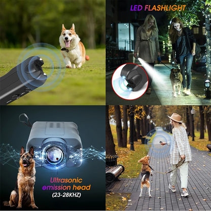 Anti-Barking 3-in-1 Dog Training Device, Ultrasonic Dog Repeller & Deterrent for Pets, Handheld & Portable