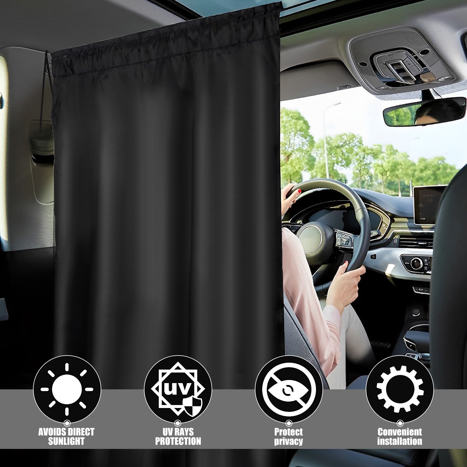 Car Sun Shades  Privacy Curtains Universal Rear Seat Divider  Side Window Blackout Covers for Car