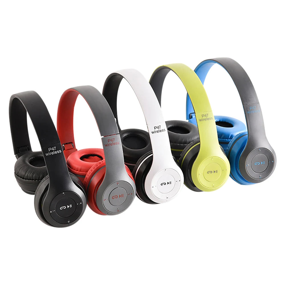 P47 Wireless Bluetooth Headset Stereo Folding OverEar Headphones For Sports Gaming  Phone 5