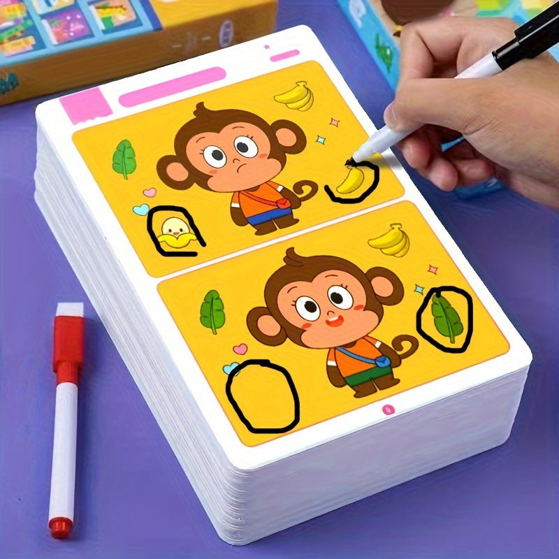 Educational Fault Finding Game, Reusable Wiping Paper for Focus & Attention Training Kids' Learning Activity Toy